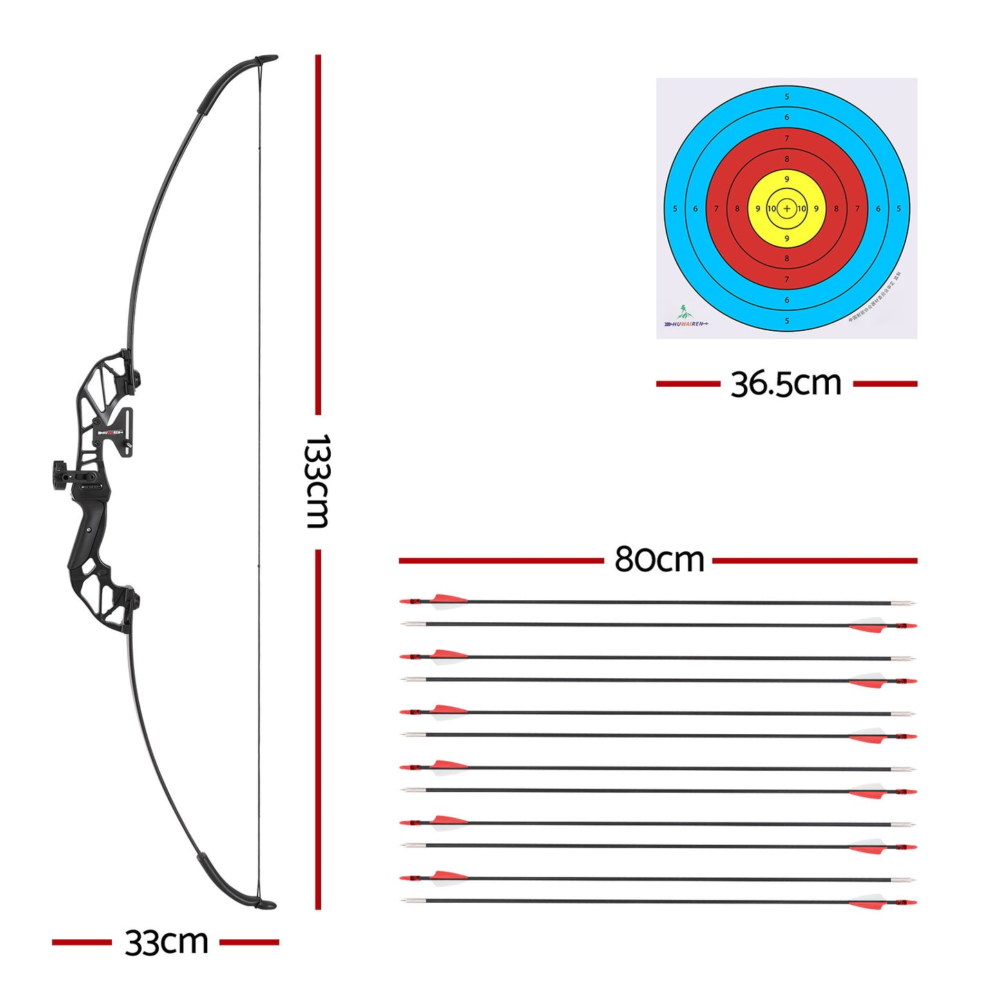 Everfit 55lbs Recurve Bow & Arrow Set – Red Takedown Archery Kit for Beginners & Hunting