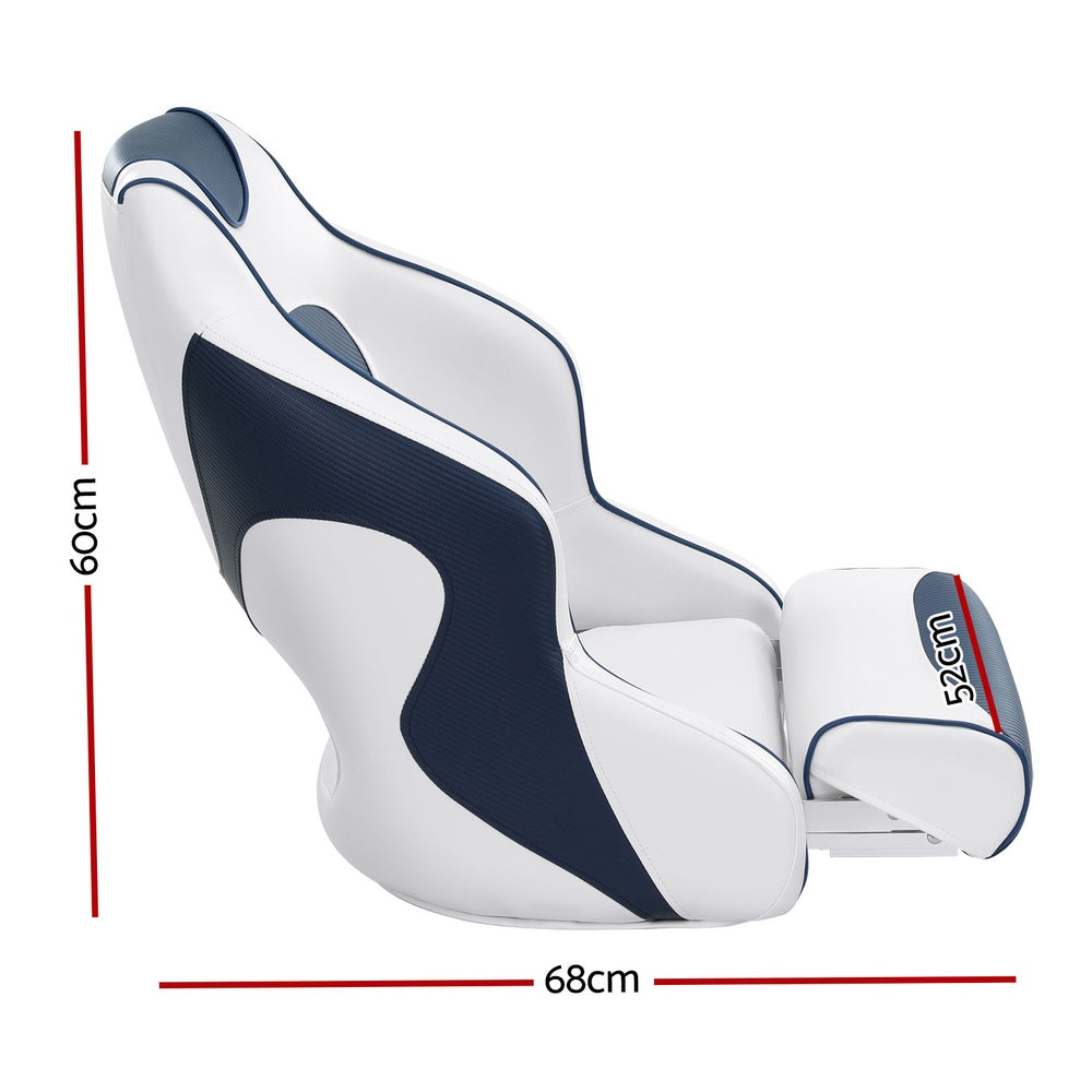 Seamanship Captain Bucket Boat Seat Flip-Up Bolster Swivel 15cm Padding – Blue
