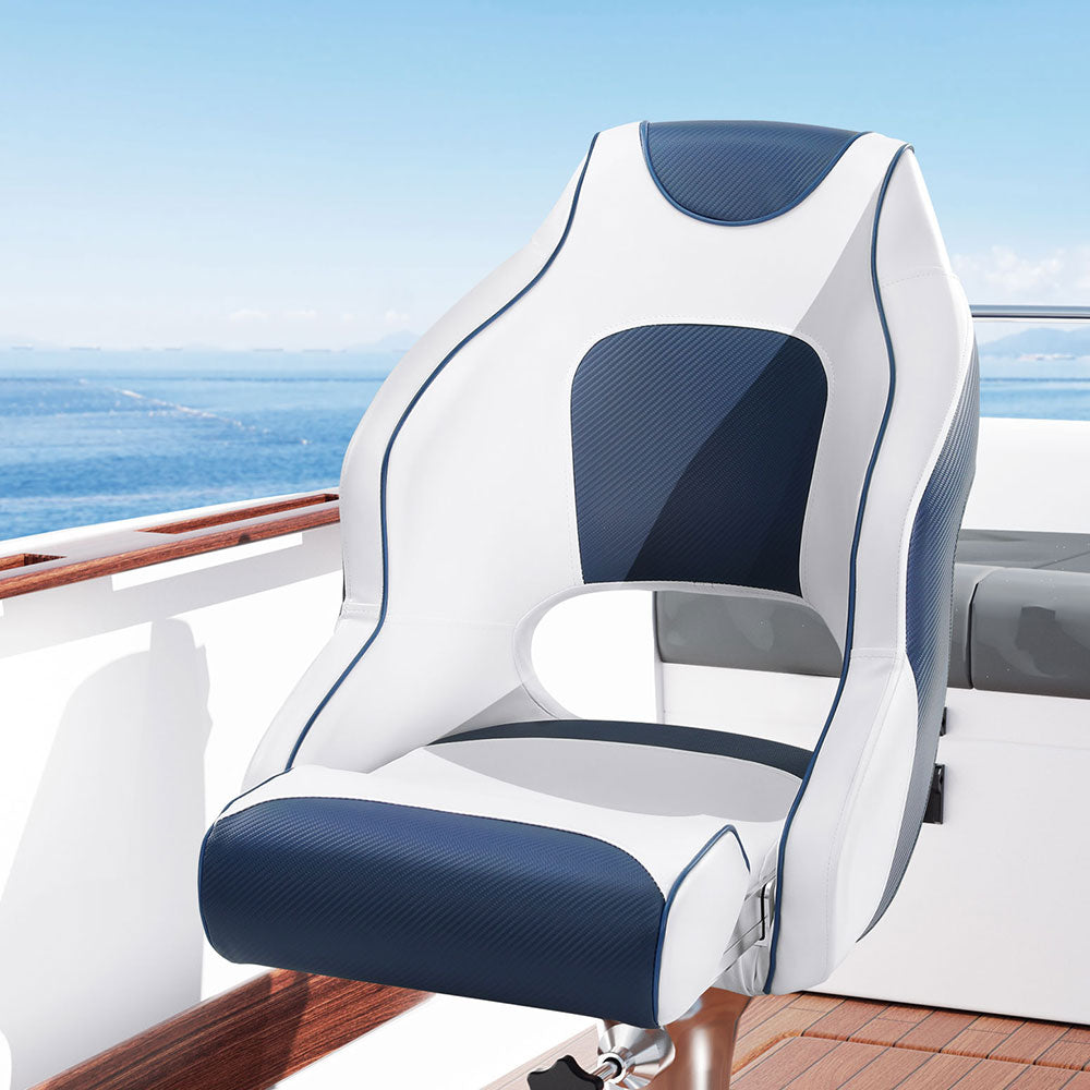 Seamanship Captain Bucket Boat Seat Flip-Up Bolster Swivel 15cm Padding – Blue