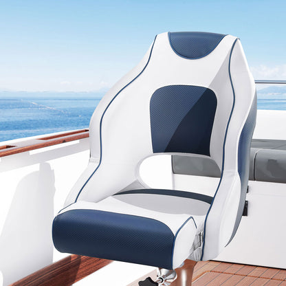 Seamanship Captain Bucket Boat Seat Flip-Up Bolster Swivel 15cm Padding – Blue