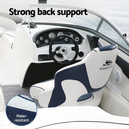 Seamanship Captain Bucket Boat Seat Flip-Up Bolster Swivel 15cm Padding – Blue