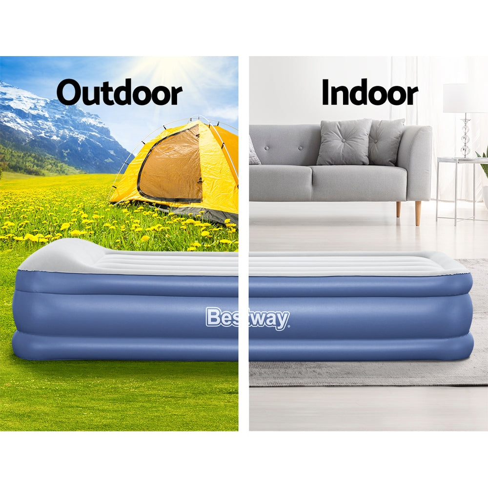 Bestway Air Mattress Single Inflatable Bed 46cm Airbed Blue Camping Travel