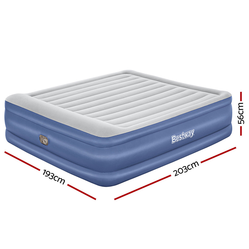 Bestway King Size Air Mattress – 56cm Inflatable Bed for Camping & Guests (Blue)