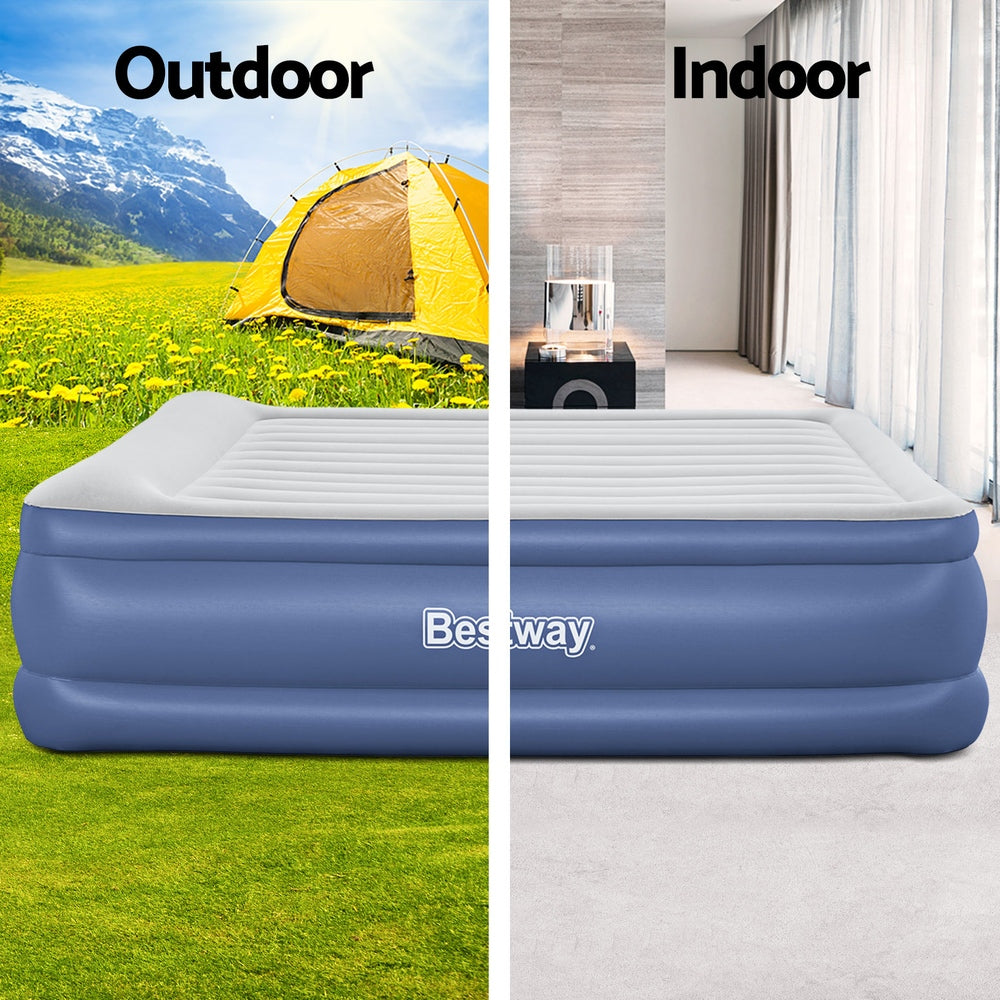 Bestway King Size Air Mattress – 56cm Inflatable Bed for Camping & Guests (Blue)