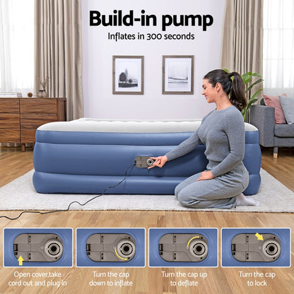 Bestway King Size Air Mattress – 56cm Inflatable Bed for Camping & Guests (Blue)