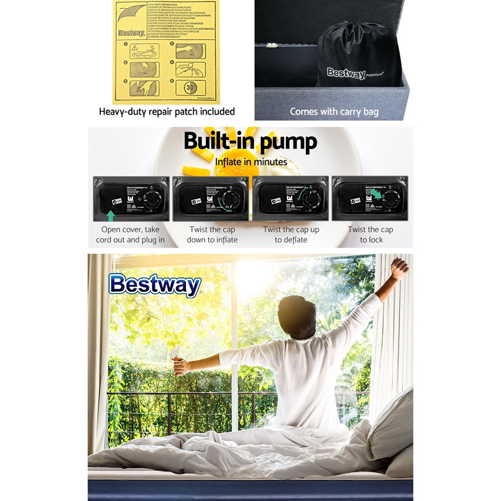 Bestway King Size Air Mattress – 56cm Inflatable Bed for Camping & Guests (Blue)