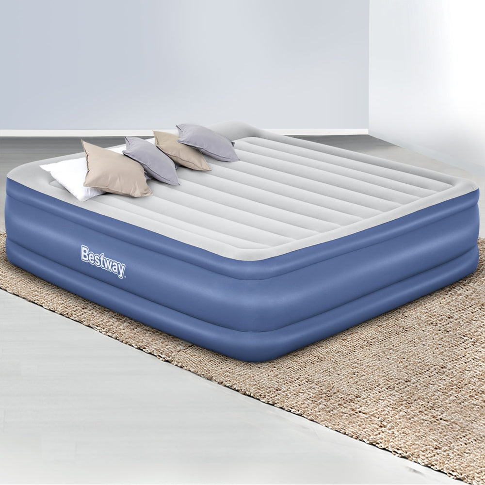 Bestway King Size Air Mattress – 56cm Inflatable Bed for Camping & Guests (Blue)