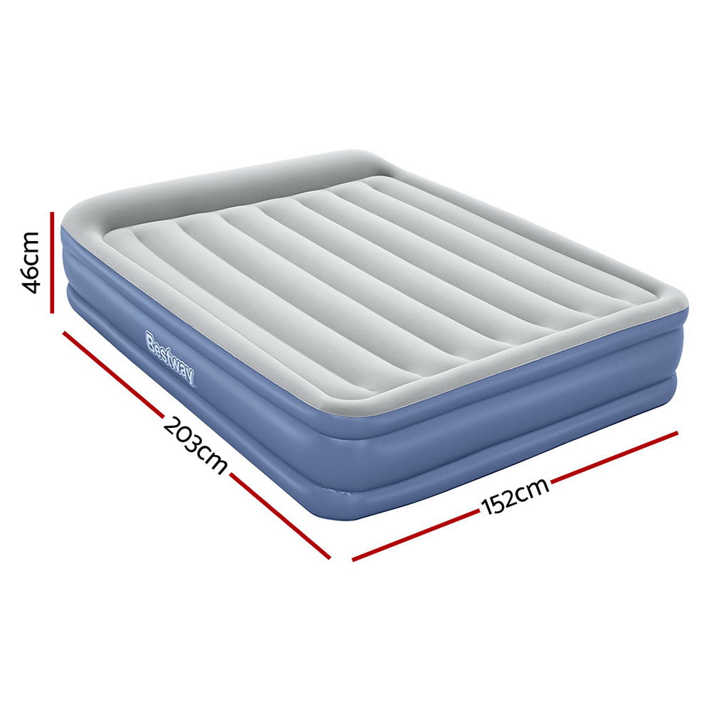 Bestway Queen Inflatable Air Mattress – 46cm Raised Airbed for Camping & Home (Blue)
