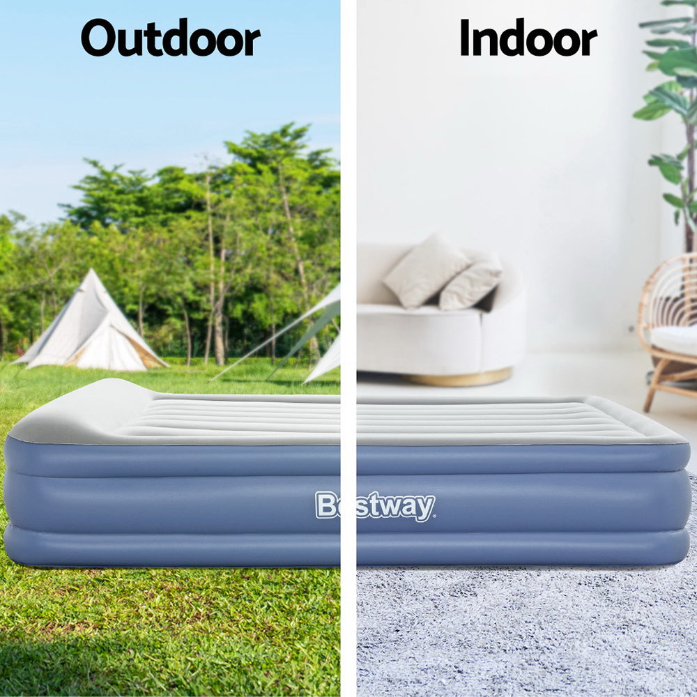 Bestway Queen Inflatable Air Mattress – 46cm Raised Airbed for Camping & Home (Blue)