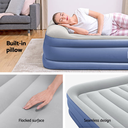 Bestway Queen Inflatable Air Mattress – 46cm Raised Airbed for Camping & Home (Blue)