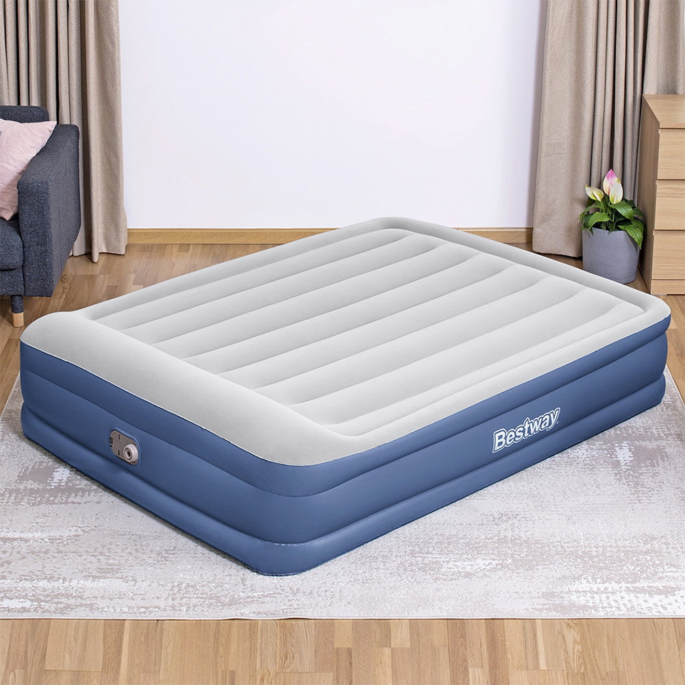 Bestway Queen Inflatable Air Mattress – 46cm Raised Airbed for Camping & Home (Blue)