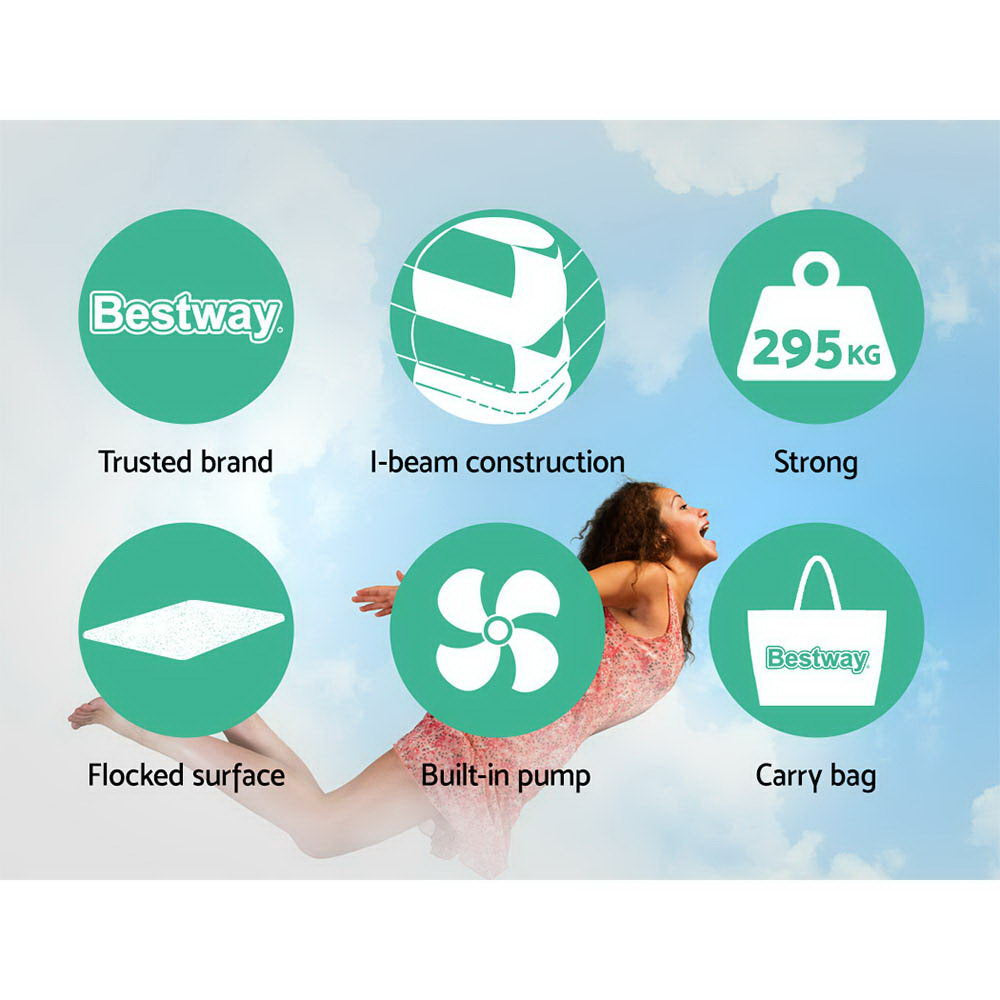 Bestway Queen Inflatable Air Bed – Portable Blow-Up Mattress for Camping & Guests