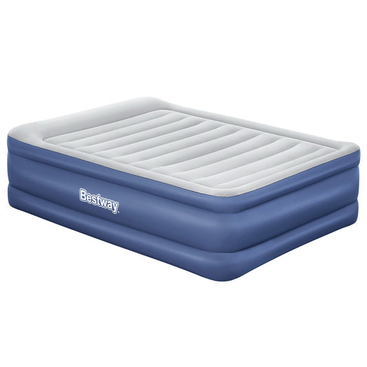 Bestway Queen Inflatable Air Mattress – 61cm Raised Bed for Guests & Camping (Blue)