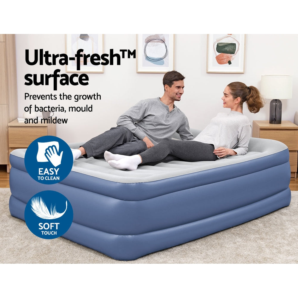 Bestway Queen Inflatable Air Mattress – 61cm Raised Bed for Guests & Camping (Blue)