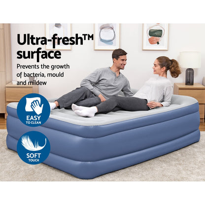 Bestway Queen Inflatable Air Mattress – 61cm Raised Bed for Guests & Camping (Blue)