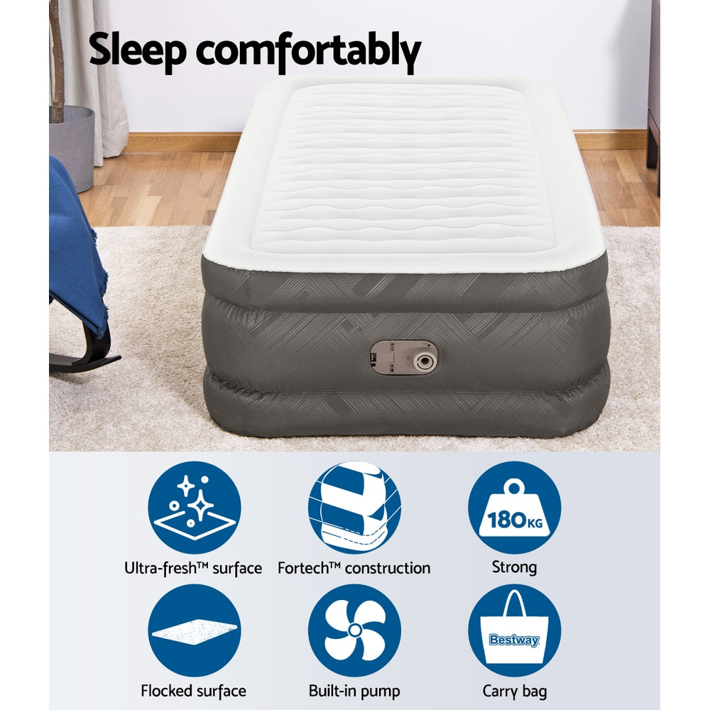 Bestway Single Inflatable Air Mattress – 46cm Height, Grey Comfort Bed