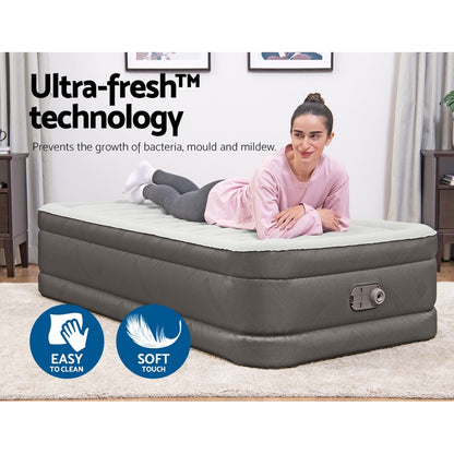 Bestway Single Inflatable Air Mattress – 46cm Height, Grey Comfort Bed