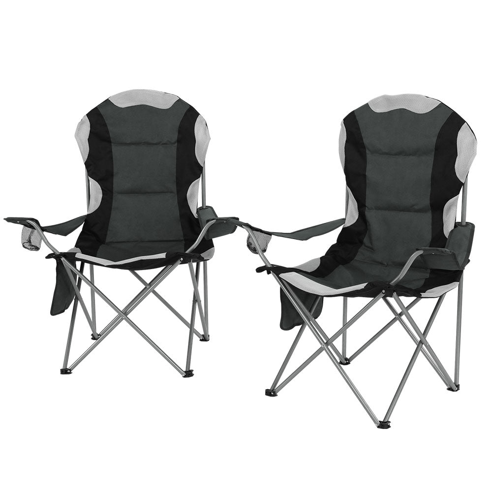 Weisshorn 2X Folding Camping Chairs Portable Outdoor Hiking Fishing Picnic Grey