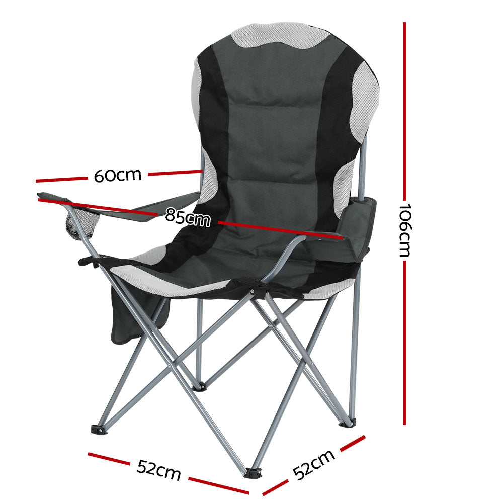 Weisshorn 2X Folding Camping Chairs Portable Outdoor Hiking Fishing Picnic Grey