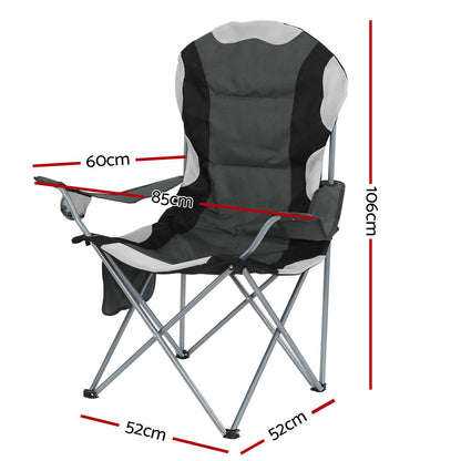 Weisshorn 2X Folding Camping Chairs Portable Outdoor Hiking Fishing Picnic Grey