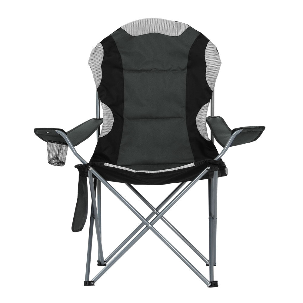 Weisshorn 2X Folding Camping Chairs Portable Outdoor Hiking Fishing Picnic Grey