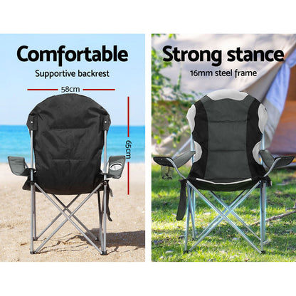 Weisshorn 2X Folding Camping Chairs Portable Outdoor Hiking Fishing Picnic Grey