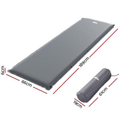 Weisshorn Self Inflating Mattress Single Air Bed Pad Camping Sleeping Mat Grey