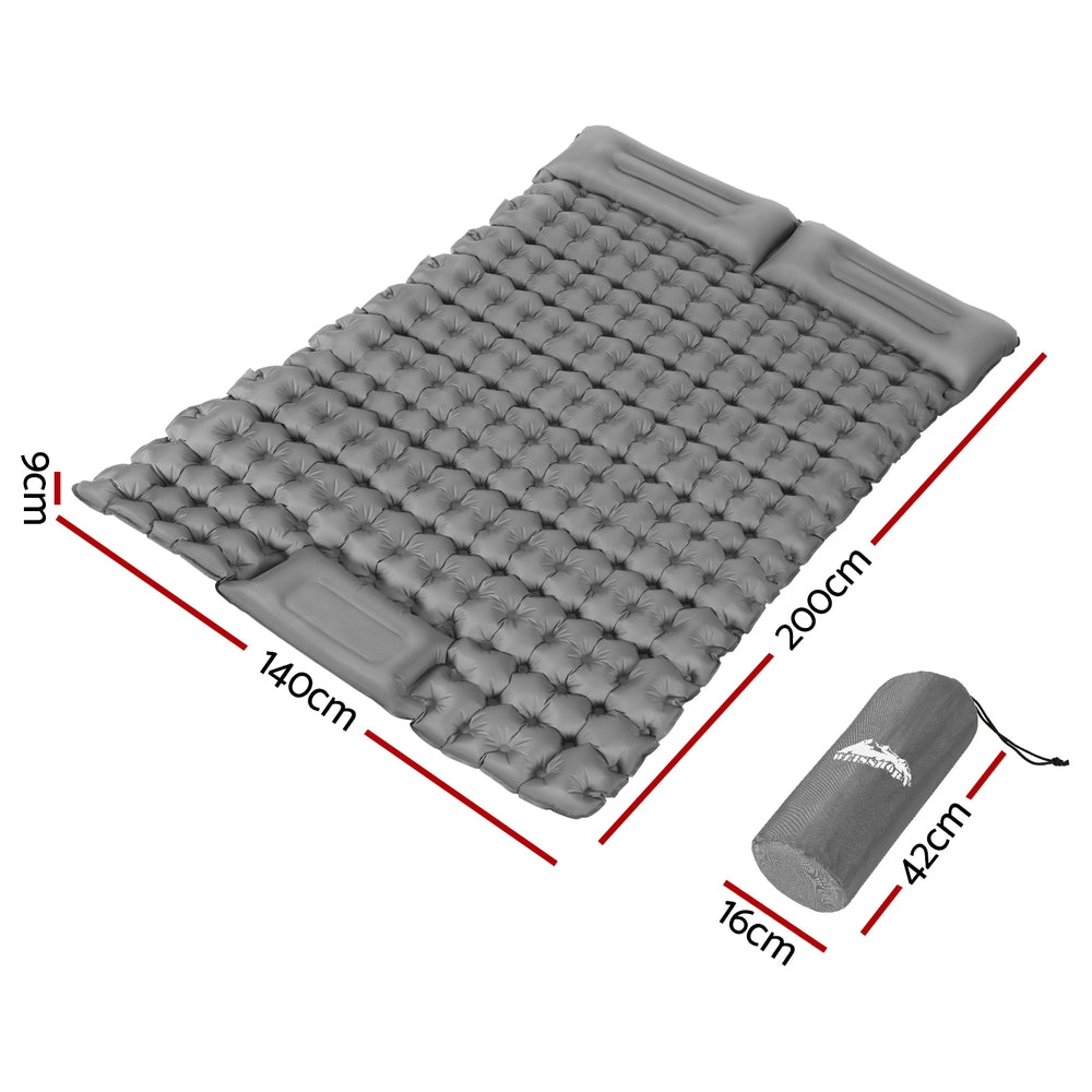 Weisshorn Self-Inflating Camping Mattress – Double Air Bed with Pillow & Carry Bag
