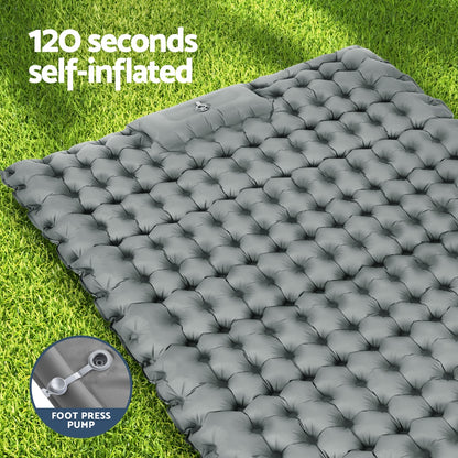 Weisshorn Self-Inflating Camping Mattress – Double Air Bed with Pillow & Carry Bag