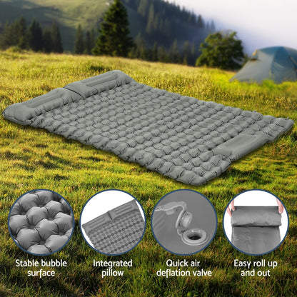 Weisshorn Self-Inflating Camping Mattress – Double Air Bed with Pillow & Carry Bag