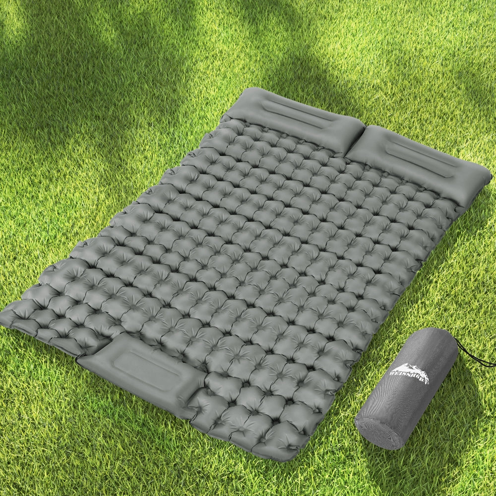 Weisshorn Self-Inflating Camping Mattress – Double Air Bed with Pillow & Carry Bag