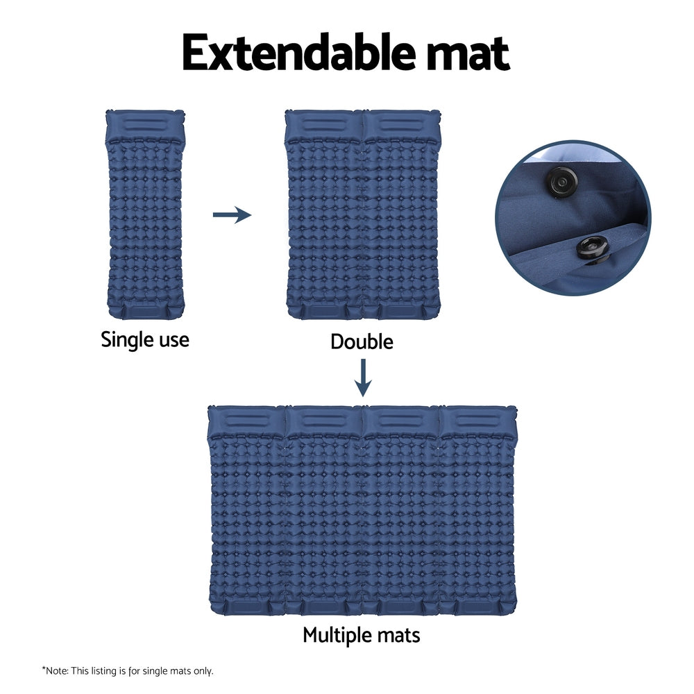 Weisshorn Self Inflating Mattress Camping Sleeping Mat Air Bed Single w/ Pillow Bag