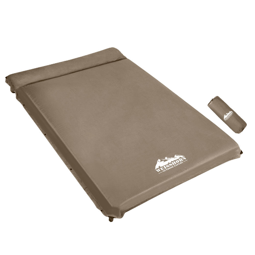 Weisshorn 10cm Self-Inflating Camping Mattress – Double Air Mat Coffee Brown
