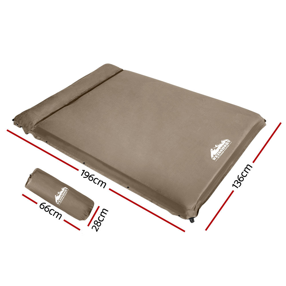 Weisshorn 10cm Self-Inflating Camping Mattress – Double Air Mat Coffee Brown