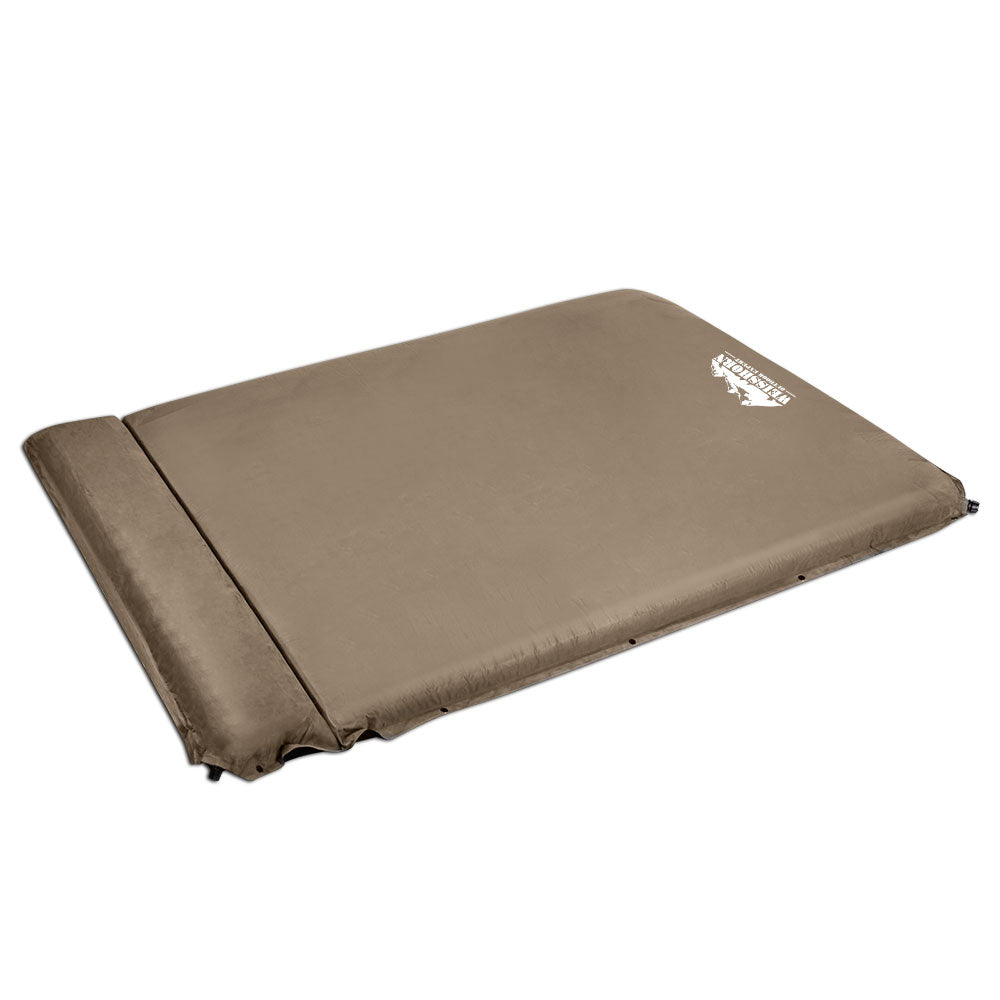Weisshorn 10cm Self-Inflating Camping Mattress – Double Air Mat Coffee Brown
