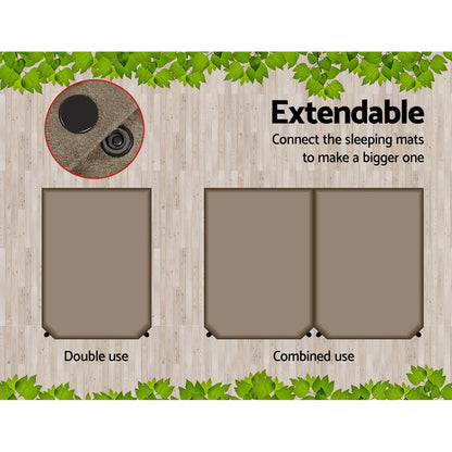 Weisshorn 10cm Self-Inflating Camping Mattress – Double Air Mat Coffee Brown
