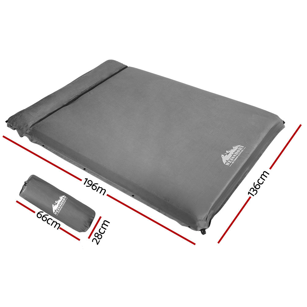 Weisshorn Self Inflating Mattress 10cm Air Bed Double Grey Camping Mat