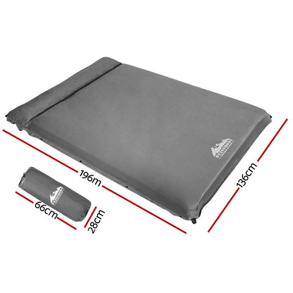 Weisshorn Self Inflating Mattress 10cm Air Bed Double Grey Camping Mat