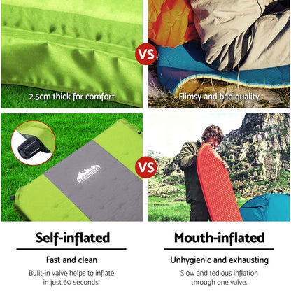 Weisshorn Self Inflating Mattress Single Air Bed Pad Camping Mat Green