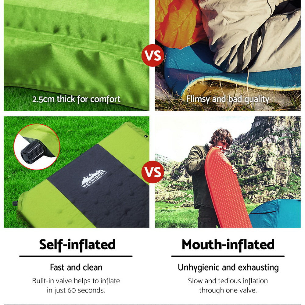 Weisshorn Self Inflating Mattress Double Air Bed Pad Green Camping Mat