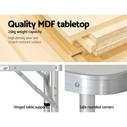 Weisshorn 60CM Folding Camping Table – Adjustable Height & Portable Picnic Desk