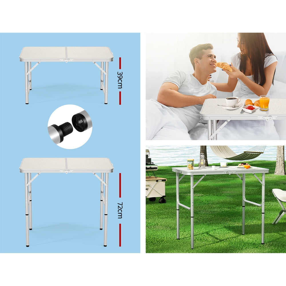 Weisshorn 90cm Adjustable Folding Camping Table – Portable Outdoor Picnic Desk