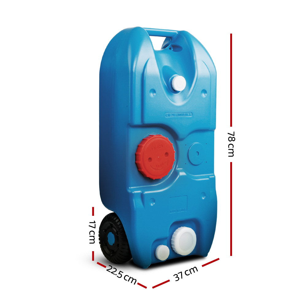 Weisshorn 40L Portable Water Tank – Wheeled Storage for Camping & Caravan (Blue)