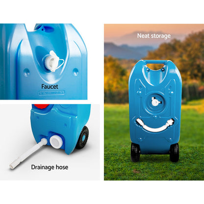 Weisshorn 40L Portable Water Tank – Wheeled Storage for Camping & Caravan (Blue)