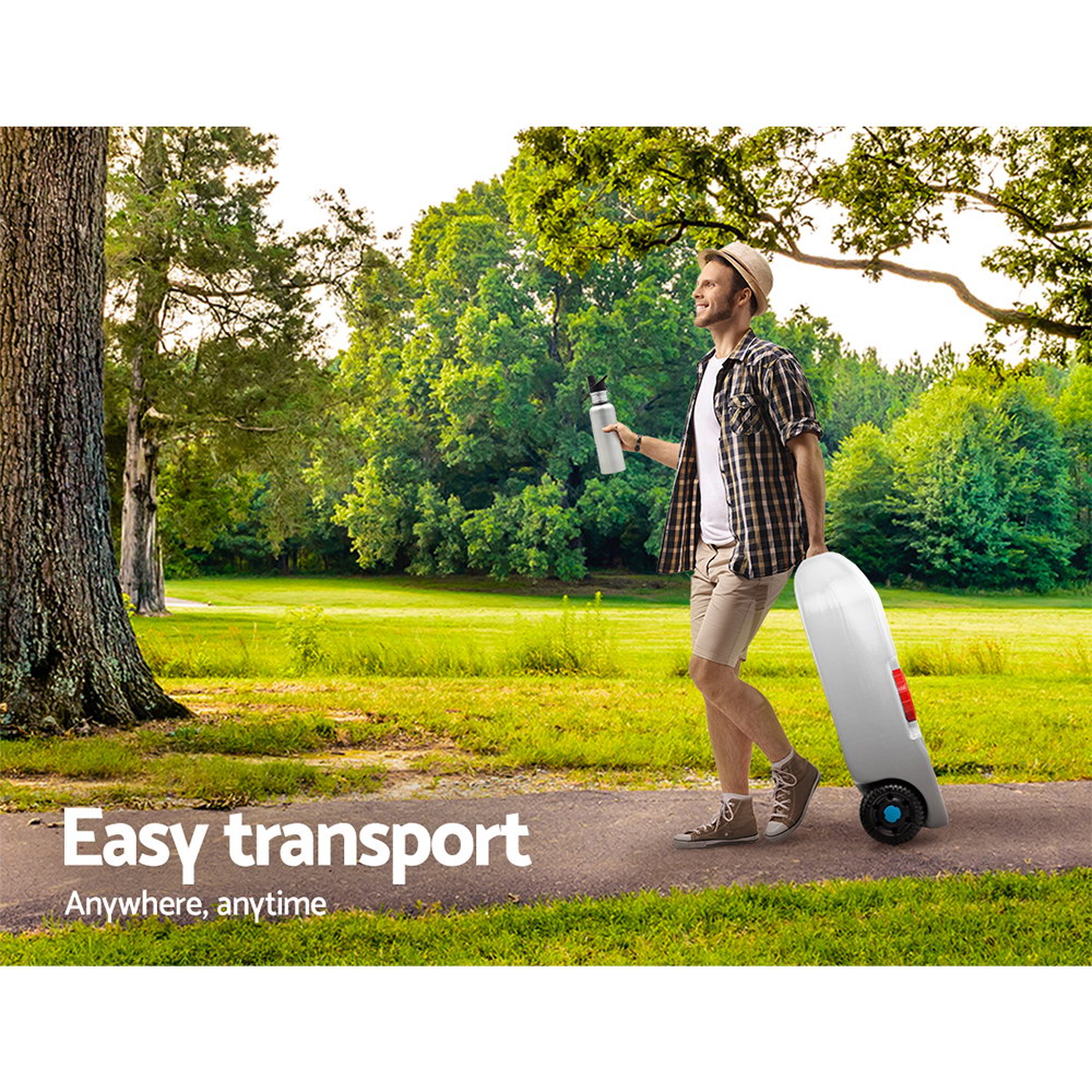 Weisshorn 40L Portable Water Tank with Wheels – Camping & Caravan Storage, Grey