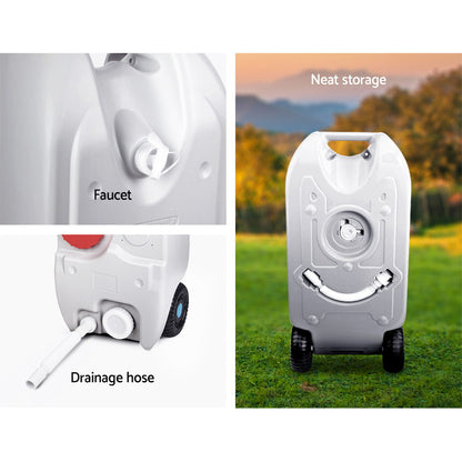 Weisshorn 40L Portable Water Tank with Wheels – Camping & Caravan Storage, Grey