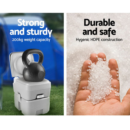 Weisshorn 20L Portable Camping Toilet – Outdoor Flush Potty with Travel Bag