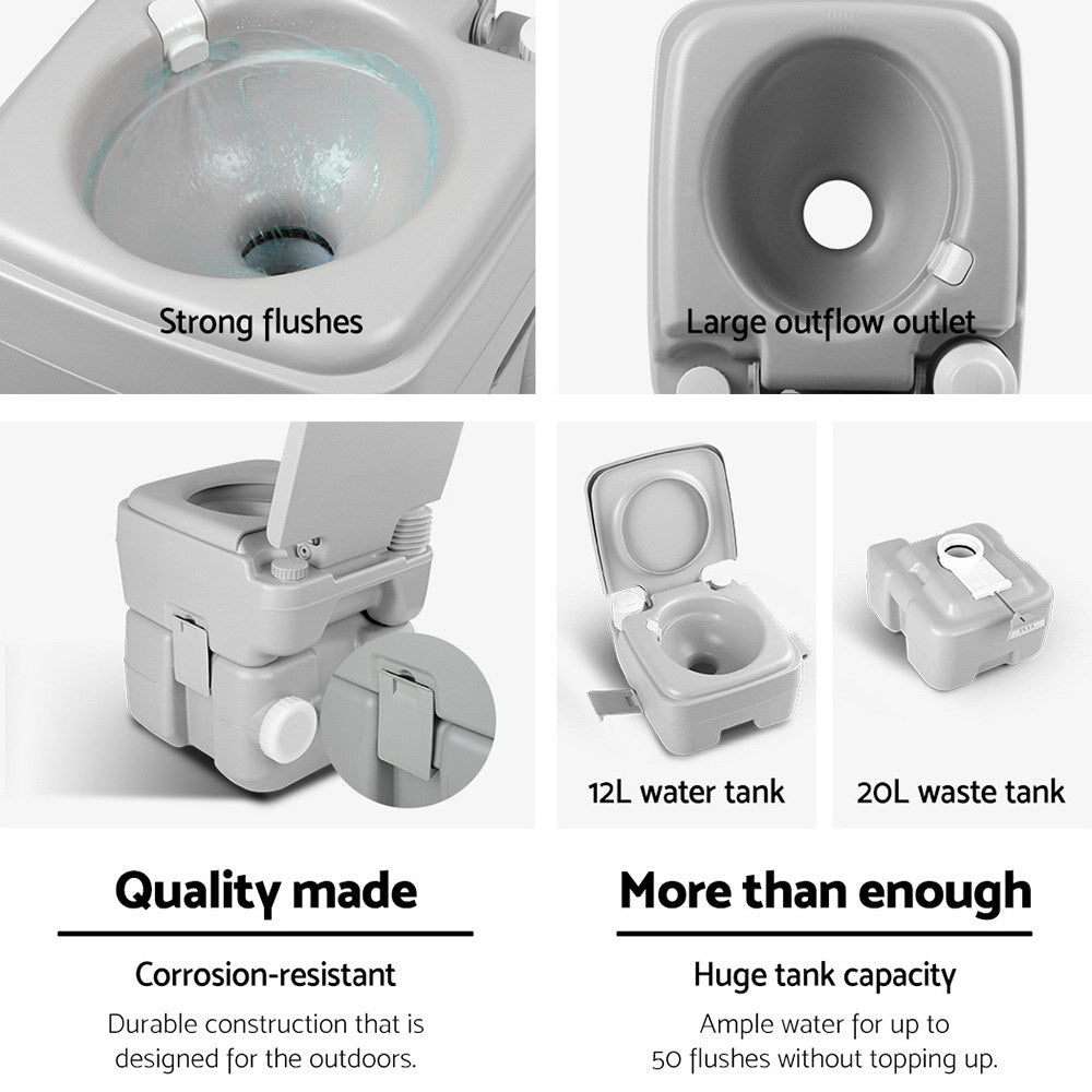 Weisshorn 20L Portable Camping Toilet – Outdoor Flush Potty with Travel Bag
