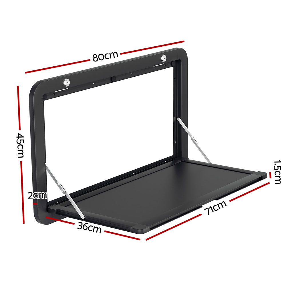 Weisshorn Folding Caravan Table 800x450mm – Lockable & Compact Black Desk