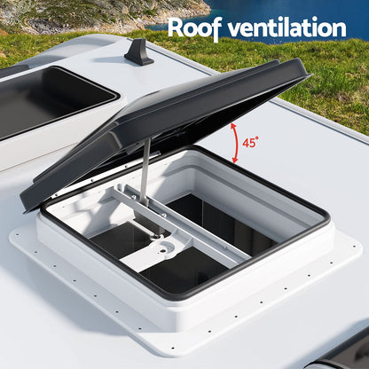 Weisshorn 350x350mm Caravan Roof Vent Hatch – RV Skylight for Motorhome Camper (Black)